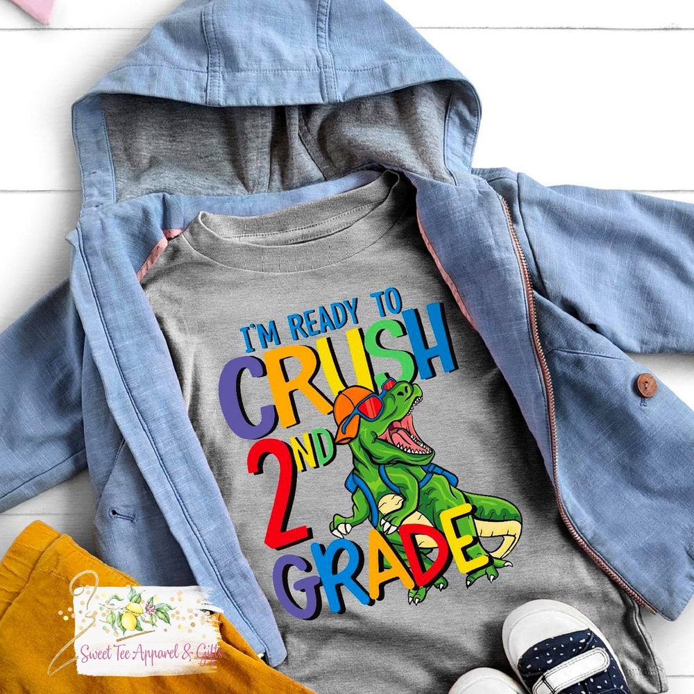 First day of school t-shirt - Back to school shirt - 2nd Grade dinosaur shirt - I am going to crush Second grade - Boys dino shirt - 1.jpg