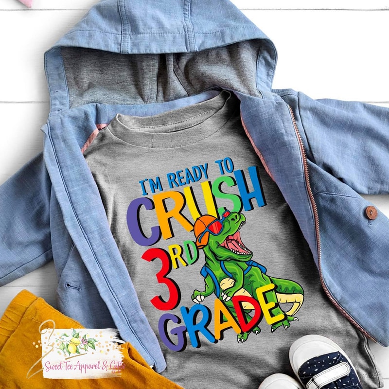 First day of school t-shirt - Back to school shirt - 3rd Grade dinosaur shirt - I am going to crush Third grade - Boys dino shirt - 1.jpg