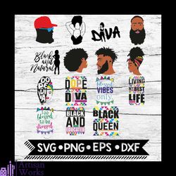afro woman and man bundle svg, black woman svg, afro queen svg, black and educated, dope svg