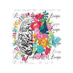 mental health matters half brain half floral skull mental health matter png, mental health matters png ,half flowers png