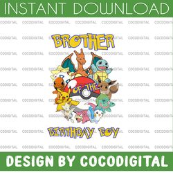 brother of the birthday boy pokemon svg kids gift baby svg birthday svg, pikachu birthday svg, pokemon birthday svg