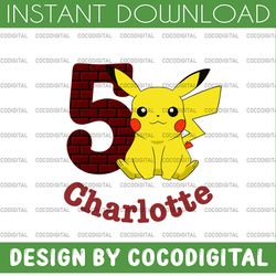 personalized name and age pikachu kids svg / kids custom pikachu / personalized pikachu svg  png/ customized kid's svg/