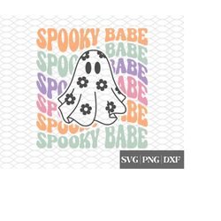 spooky babe svg | pastel halloween svg | cute halloween | retro floral ghost | spooky season | daisy ghost | retro hallo