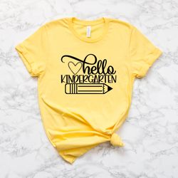 hello kindergarten t-shirt - back to school - teacher shirt - women's soft tee - graphic top - teacher gift idea - team