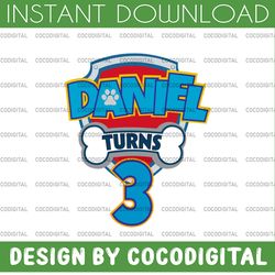 personalized name paw patrol custom logo with name and age svg png, paw patrol birthday party, party supplies, printable