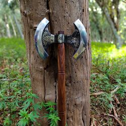 hand-forged, double-edged viking beard axe, scandinavian beard axe, celtic beard axe, norse beard axe, gift for men,