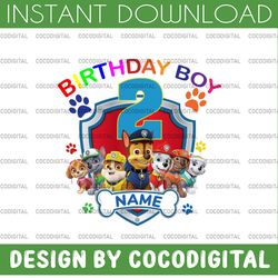 paw patrol chase birthday png, paw patrol birthday png family custom age and name birthday custom gift raglan kids famil
