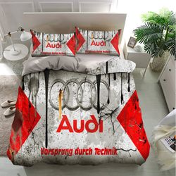 audi bedding sets, cars, moto brand, grunge design bedding, bedroom decor, decorations for home, bedding trending