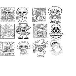horror characters bundle svg, horror svg, horror friends svg, halloween svg, cricut cut files, instant download