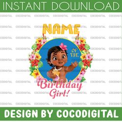 personalized name, birthday girl png digital file birthday girl moana family  baby girl png moana princess