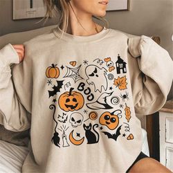 vintage halloween sweatshirt, halloween sweater, halloween shirts for women, halloween crewneck comfort colors shirt