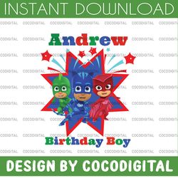 personalized name, birthday boy pj masks png iron on transfer personalized diy mommydaddy birthday girl party printables
