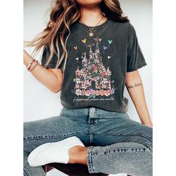 happiest place on earth comfort colors shirt, vintage disney shirt, disney castle floral sweatshirt , magic kingdom shir