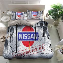 nissan bedding sets, cars, moto brand, grunge design bedding, bedroom decor, decorations for home, bedding trending