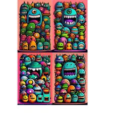 many monsters png, despicable png, digital file , cut files for cricut, png