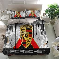 porsche bedding sets, cars, moto brand, grunge design bedding, bedroom decor, decorations for home, bedding trending