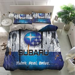 subaru bedding sets, cars, moto brand, grunge design bedding, bedroom decor, decorations for home, bedding trending