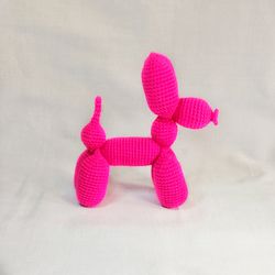 Balloon dog toy Decorative figurine Stuffed animal toy Crochet pink dog toy Hot pink