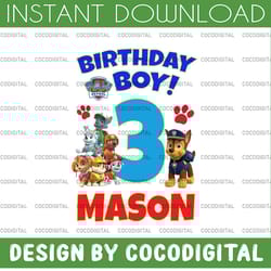 personalized name and ages, paw patrol chase birthday png, paw patrol birthday png family birthday raglan kids family on