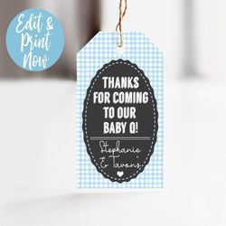 Baby Q Baby Shower Favor Tag, BBQ Baby Shower Favor Tag, Baby Q Shower Favors, Baby Q Thank You, Barbecue Party Favor