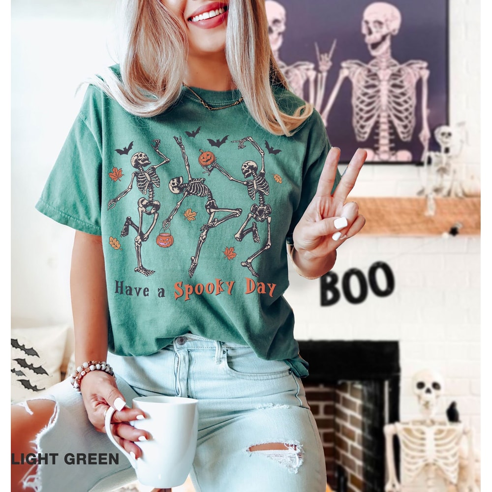Comfort Colors, have a spooky day Shirt, Halloween Shirt, Witch TShirt, Gift For Halloween, iprintasty halloween, Skeleton Fall Halloween - 5.jpg