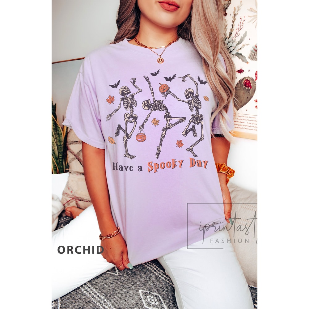 Comfort Colors, have a spooky day Shirt, Halloween Shirt, Witch TShirt, Gift For Halloween, iprintasty halloween, Skeleton Fall Halloween - 6.jpg