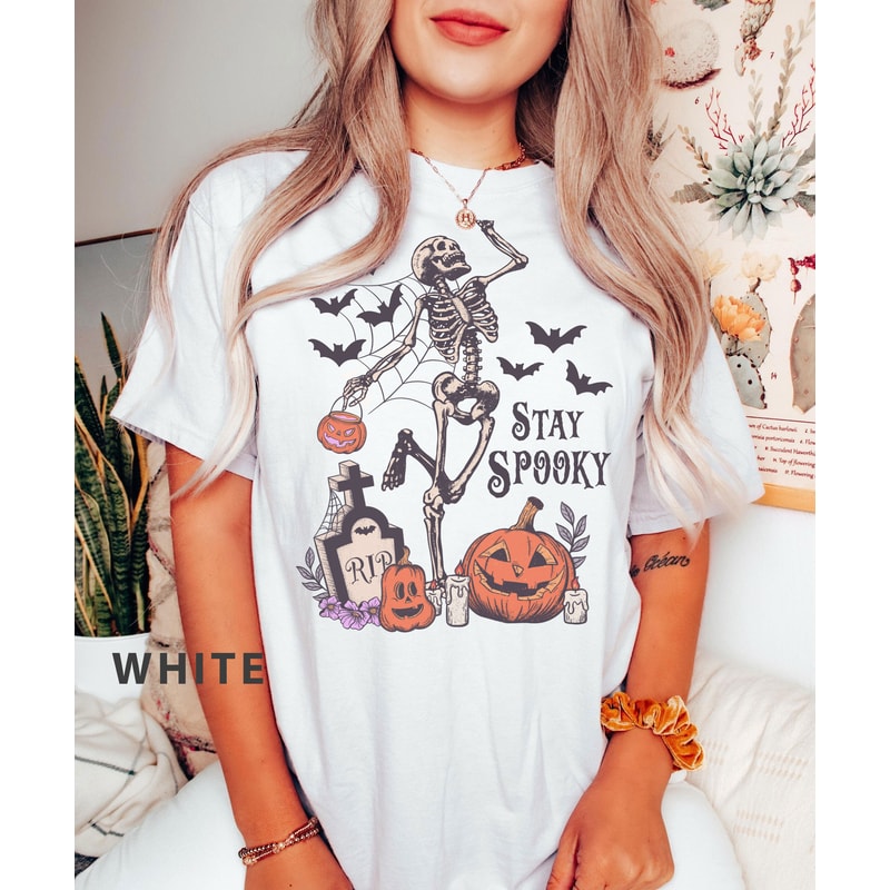 Comfort Colors, Stay spookyt-shirt, Halloween Shirt, Witch TShirt, Gift For Halloween, iprintasty halloween, Skeleton Fall Halloween - 3.jpg
