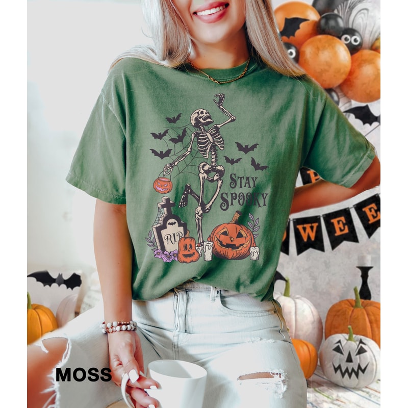 Comfort Colors, Stay spookyt-shirt, Halloween Shirt, Witch TShirt, Gift For Halloween, iprintasty halloween, Skeleton Fall Halloween - 5.jpg