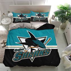 san jose sharks bedding sets, san jose sharks bedding, sport bedding, bedroom decor, decorations for home, bedding trend