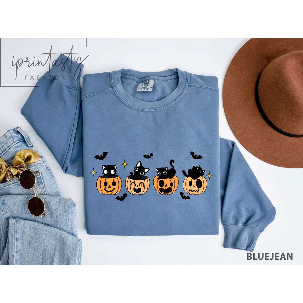 Comfort ColorsĀ® Black Cat Pumpkin Halloween sweatshirt, Black Cat sweatshirt, Halloween Black Cat sweatshirt, iprintasty halloween - 3.jpg