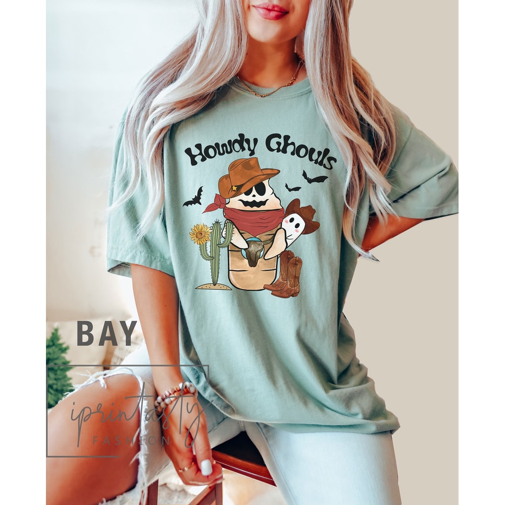 Comfort ColorsĀ® Howdy Ghouls t-shirt, Halloween Howdy shirt, Ghost Go Ghouls shirt, boho Fall tshirt, holiday apparel, iprintasty Halloween - 1.jpg