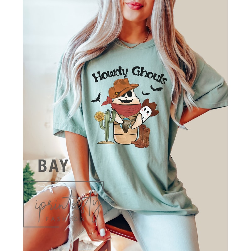 Comfort ColorsĀ® Howdy Ghouls t-shirt, Halloween Howdy shirt, Ghost Go Ghouls shirt, boho Fall tshirt, holiday apparel, iprintasty Halloween - 1.jpg