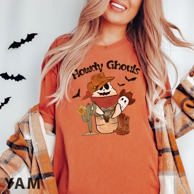 Comfort ColorsĀ® Howdy Ghouls t-shirt, Halloween Howdy shirt, Ghost Go Ghouls shirt, boho Fall tshirt, holiday apparel, iprintasty Halloween - 4.jpg