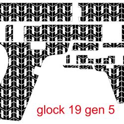 glock 19 gen 5 gun design geometric seamless pattern vector svg fiber laser engraving cnc cutting vector file