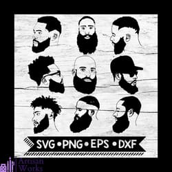 beard black man, bundle, afro man, hairstyle men svg, short beard svg, hipster beard