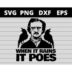 edgar allan poe raglan crow when it rains it poes svg files for cricut