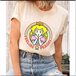 retro princess peach mario comfort colors shirt, princess peach shirt, super mario shirt, luigi shirt, mario group birth
