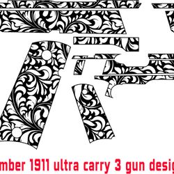 kimber 1911 ultra carry seamless floral pattern vector svg fiber laser engraving cnc cutting vector file cnc router file