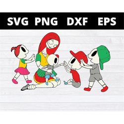 mother of nightmares sally with 1 girl and 3 boys svg halloween svg christmas svg files for cricut