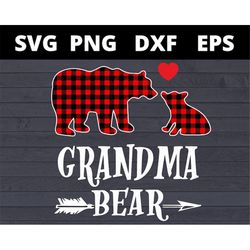 grandma bear buffalo plaid svg files for cricut, grandma bear christmas svg