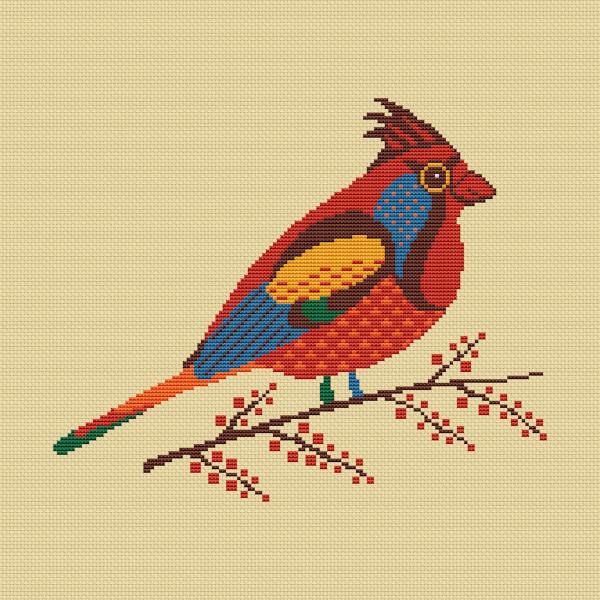 Christmas bird cross stitch pattern