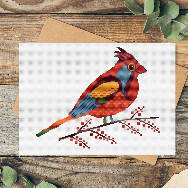 cardinal bird cross stitch pattern -2