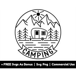 camping elements clipart image svg png files, camping van clipart image svg, camper t shirt design svg, mountains svg, t