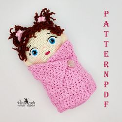 Crochet Amigurumi Baby Doll in Swaddle rag doll Pattern