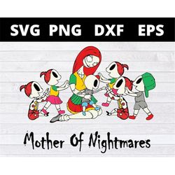 mother of nightmares sally with 4 girls and 2 boys svg halloween svg christmas svg files for cricut
