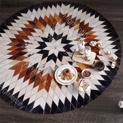 ound Rugs | Hair On Leather | Natural Cowhide Leather Rug Home Decor CowSkin Carpet Patchwork