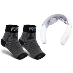 relaxultima portable tens neck massager & compression socks bundle