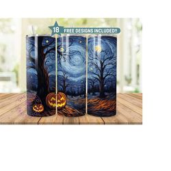 pumpkin halloween 20oz sublimation tumbler designs, 20oz skinny tumbler, digital download png, straight tumbler wrap