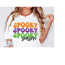 spooky season retro wavy text halloween svg file, halloween png, spooky svg, happy halloween svg, spooky vibes svg, hall