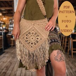 Boho Crocheted Bag PDF Pattern For Beginners In Fashionable Designs And Trendy Colors Perfect For Stylish Accessorizing